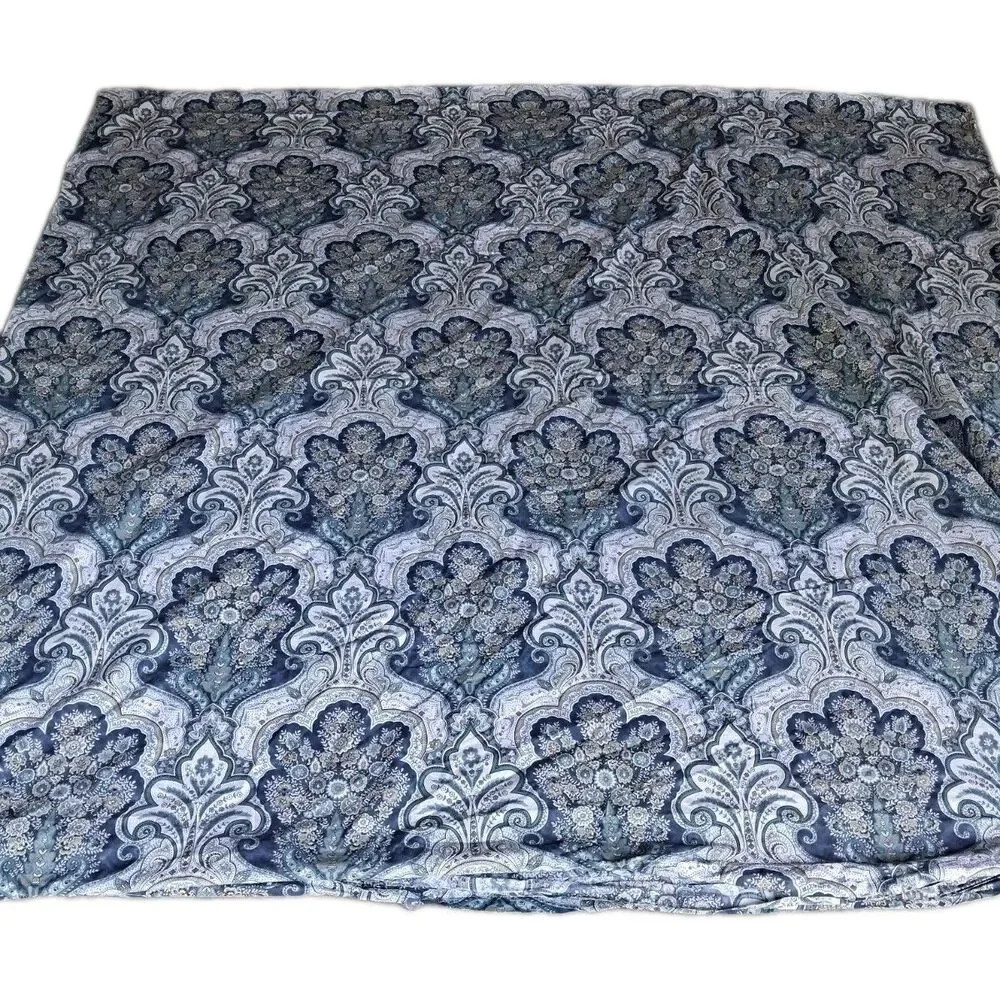 Pottery Barn Jordana Blue Paisley 100% Cotton  Duvet Cover Queen